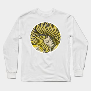 Psychedelic woman in colors vintage line art Long Sleeve T-Shirt